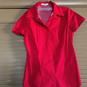 Red Polka Dot Button Down Shirt